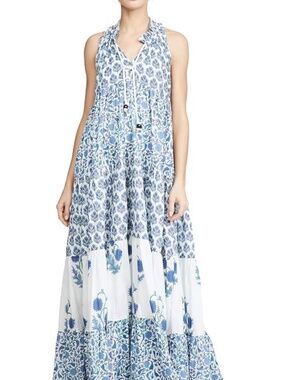 Chelsea & Theodore Women's Plus Size 2x Maxi Dress Floral Blue Purple Tiered